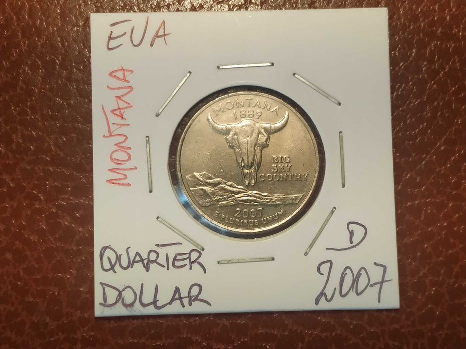 A931 moeda de quarter dollar de 2007 D - Montana EUA/USA