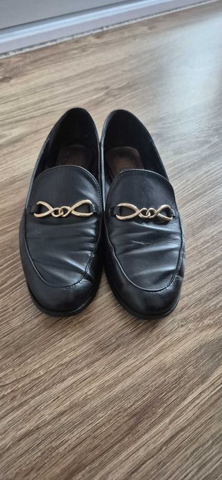 Mokasyny czarne Zara 37 skóra