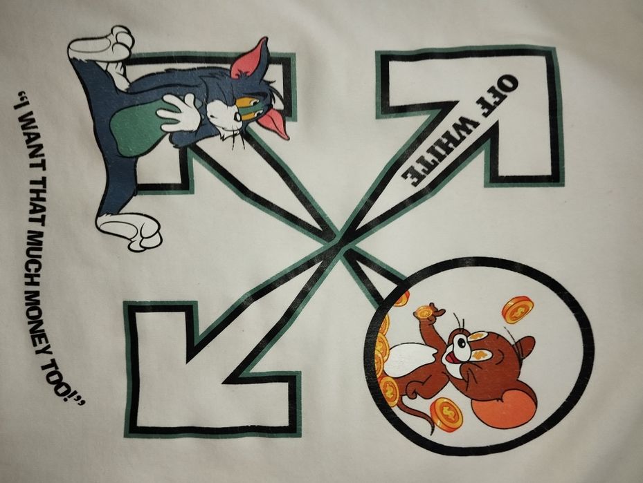 Bluza z kapturem kolekcjonerska off - white Tom & Jerry XXL z 2013