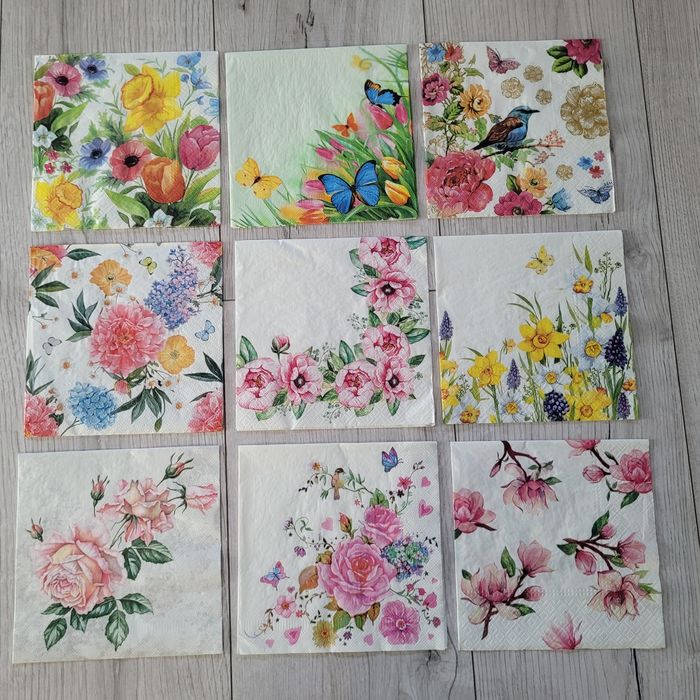 Serwetki decoupage - Kwiaty - 18 elementów