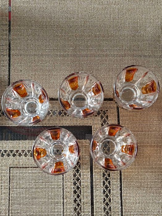Stara Karafka i kieliszki Fischer Glas Fichtelberg ,Vintage