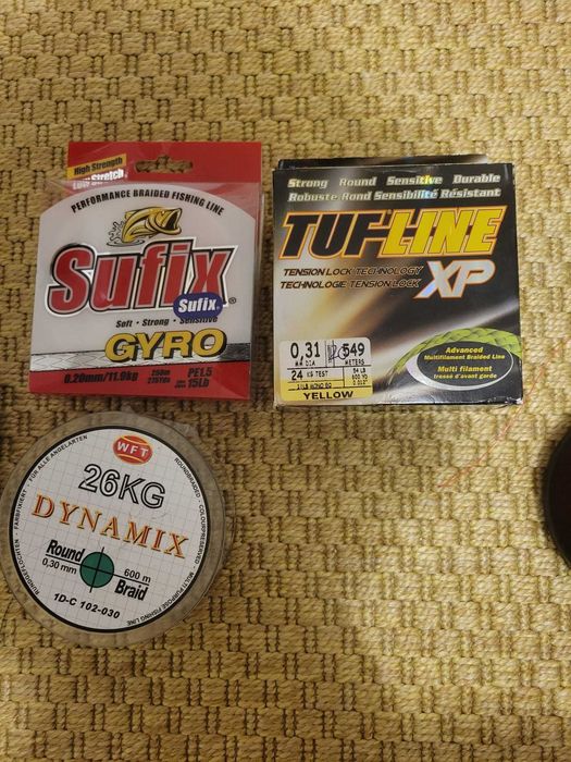 Linha de pesca: Fluorocarbono, linha entrançada, linha nylon