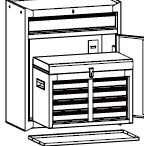 Carro de Ferramentas usado, 4 rodas, 5 Gavetas + Tampa