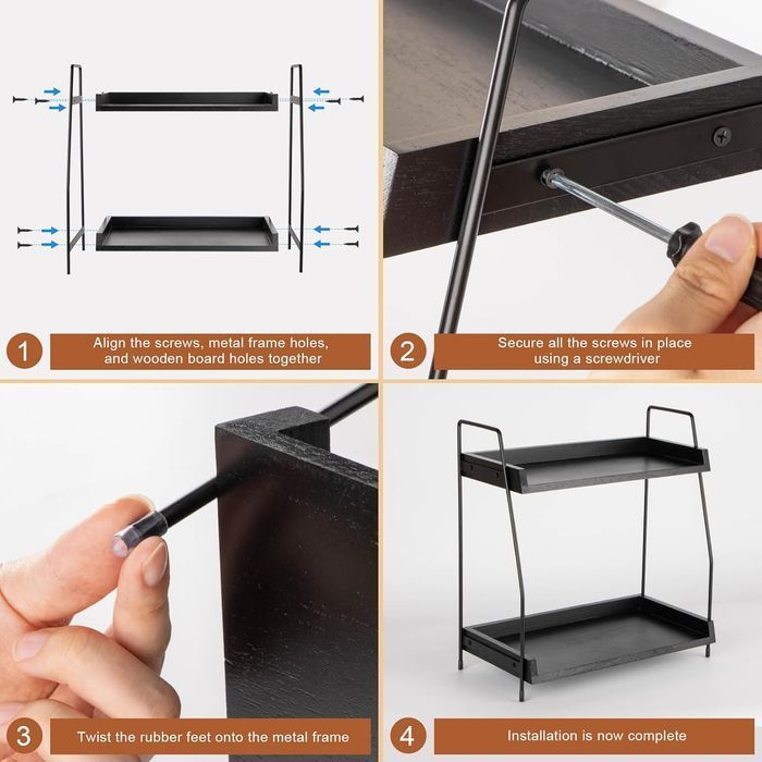 Organizer do kawy Comfort - 2-poziomowy drewniany, czarny stojak