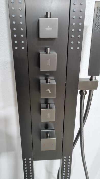 Coluna Duche Circular com Jatos  LUXURY Metal Gun/ Gold