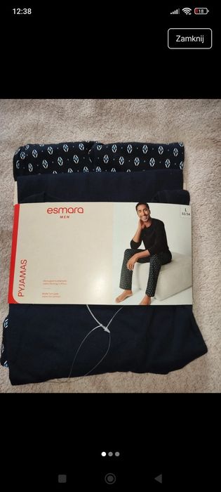 Nowa zimowa piżama męska L z bawełny