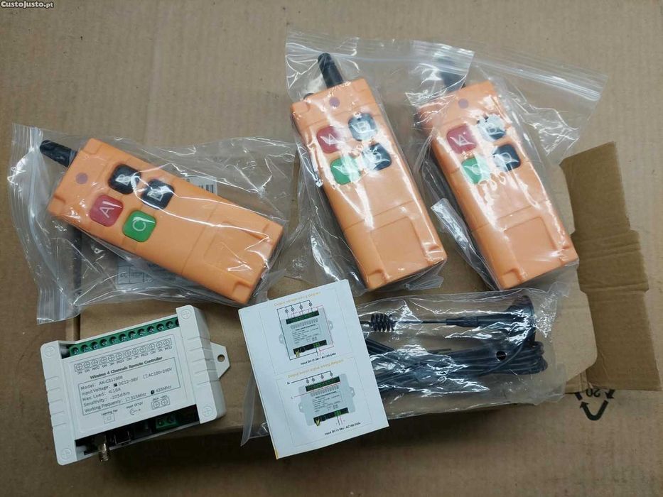 comando remoto wireless, dc 12v/36v,ac 220v Guincho TT, Motores Grua