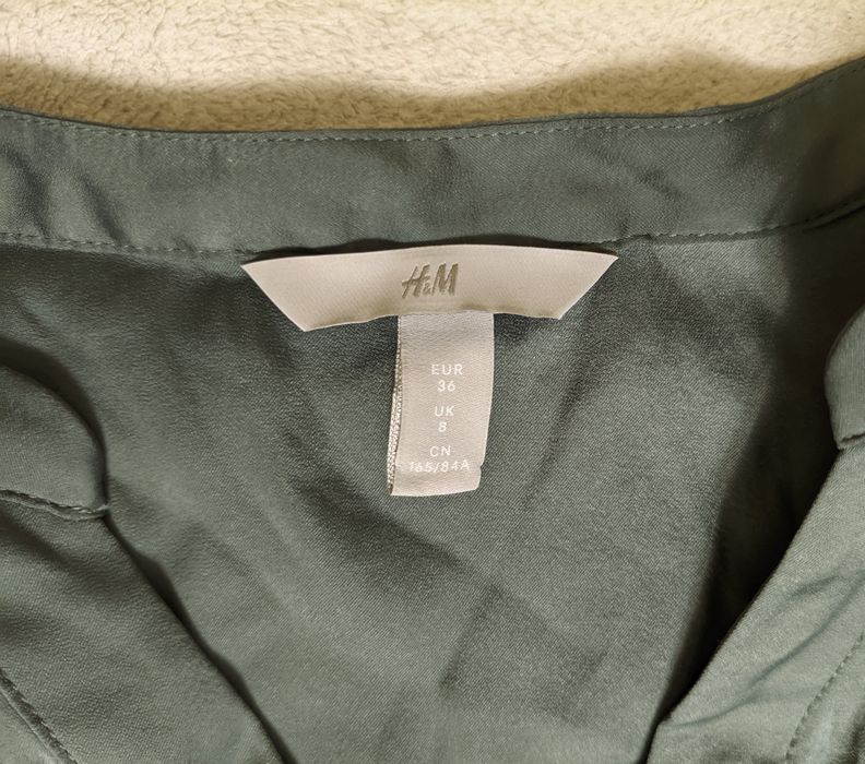H&M p.S/36 атласна сукня-сорочка плаття сіро-зеленого кольору