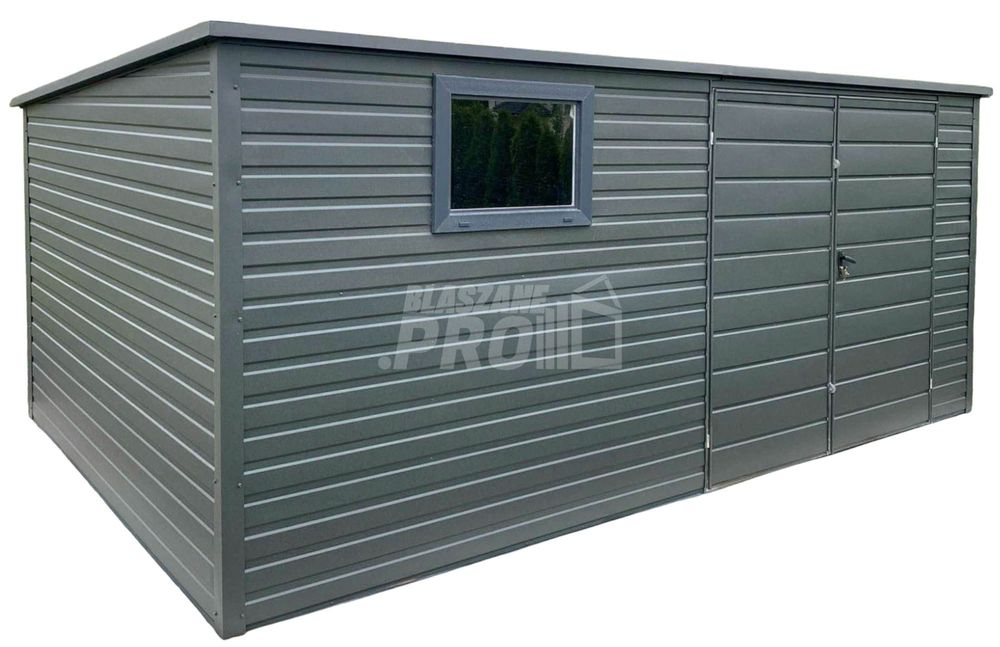 Schowek - Domek Ogrodowy 4,5x3m  antracyt - dach spad w tył GP660
