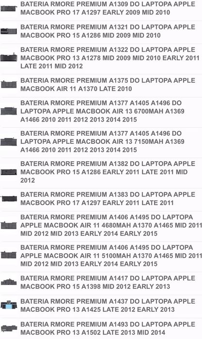 Apple Macbook macbook air macbook pro bateria 