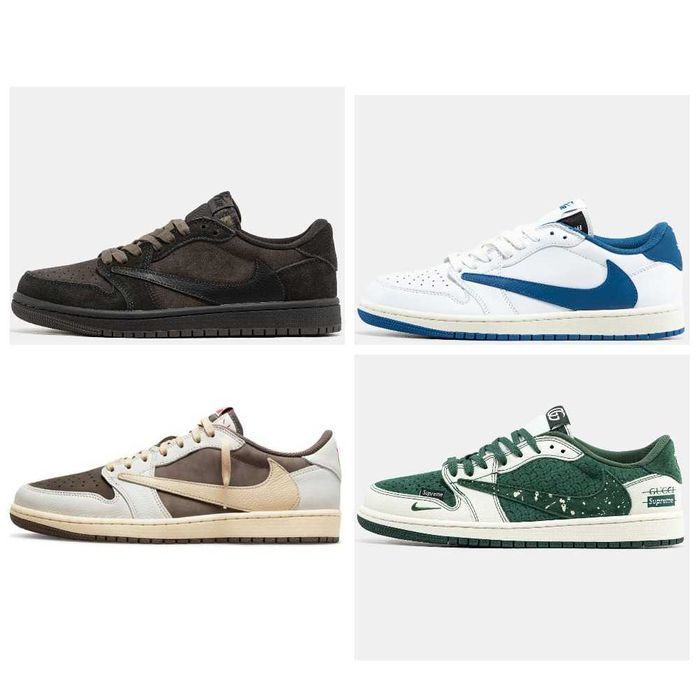 Кожаные кроссовки Nike Air Jordan 1 Low Travis Scott x Gucci x Supreme
