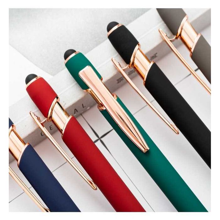 Długopis metalowy, tusz czarny, touch pen soft touch czerń DL01 20szt