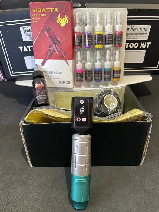 ‼️ Распродажа‼️ Тату Набор беспроводная тату машинка краски иглы