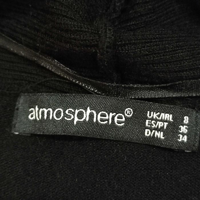 Czarna długa sukienka 38 w paski z golfem atmosphere