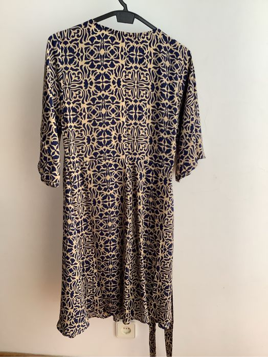 Vestido traçado azul / beje novo
