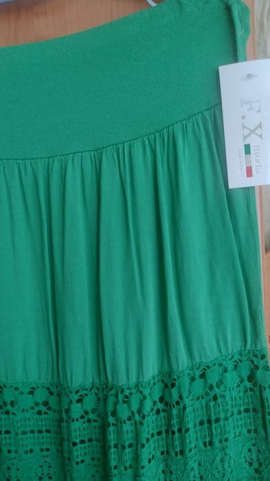 Spódnica z falban zielona
