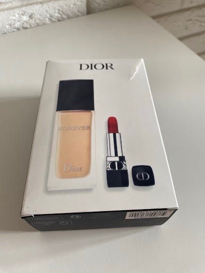 Luksusowy zestaw Dior Forever: Podkład 1N Neutral + Szminka Rouge Dior 999 Velvet – Nowy
