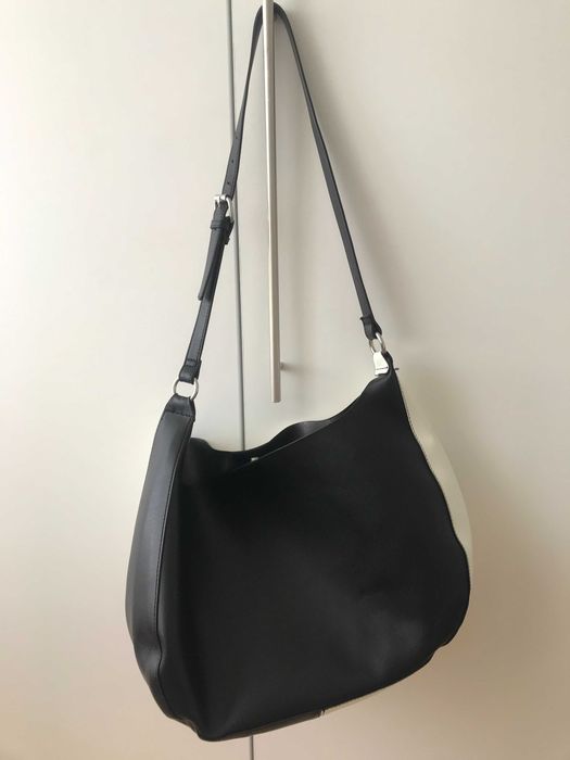 Torebka ZARA czarno-biała na zatrzask 40x30x10 Piękna i Elegancka