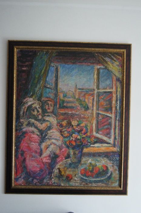 Jan Chrzan, Kobieta przy oknie na tle warszawskiego Starego Miasta