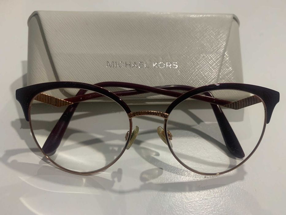 Óculos com lentes progressivas, cor bordô/dourado, MICHAEL KORS
