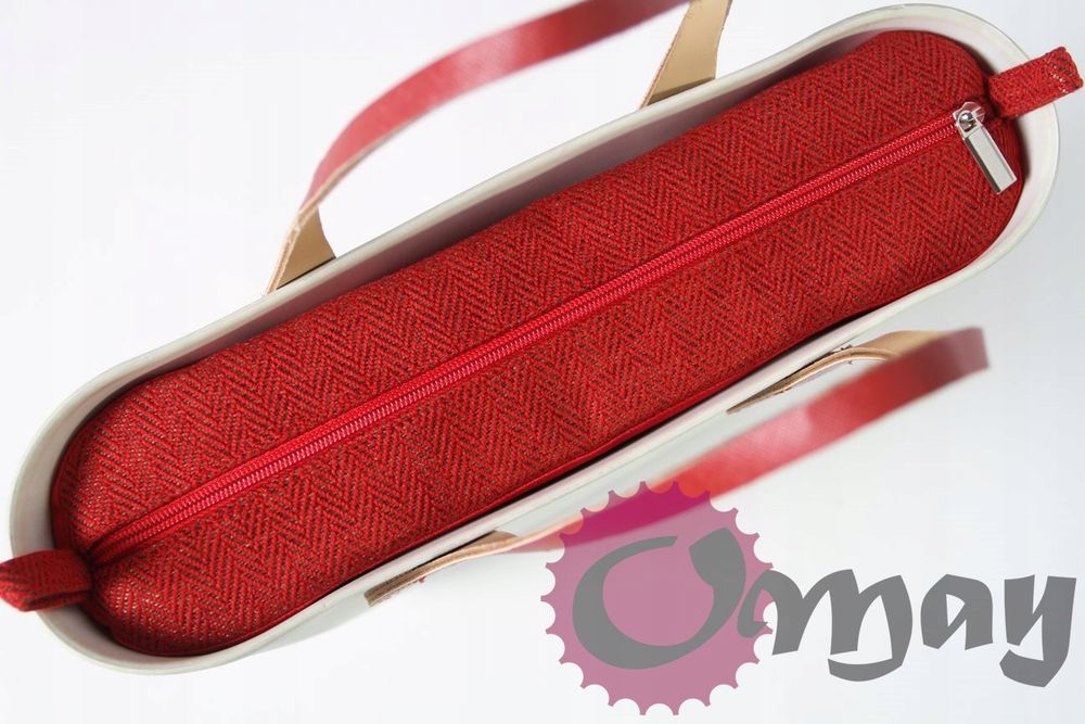 Czerwony organizer OBAG MINI jodełka elegancka 2 kieszenie wkład OMAY