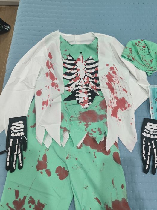 Disfarce Médico Zombie Esqueleto Halloween/Carnaval/Festas Temáticas
