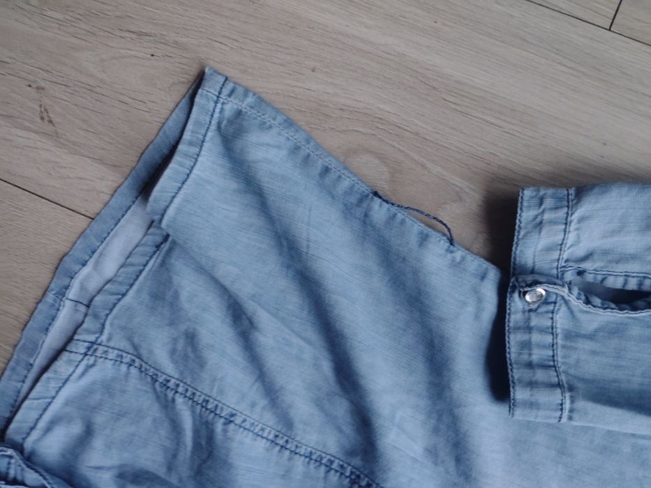 Jasnoniebieska Bawełniana Koszula Jeansowa Damska Bluzka