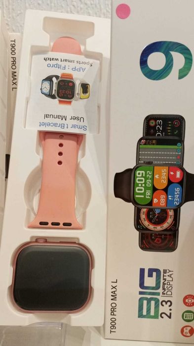 Smartwatch T900 PRO MAX Branco, Preto e Rosa