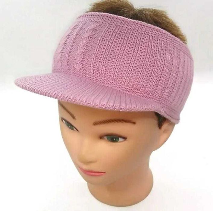 Пов'язка на голову з козирком темна пудра