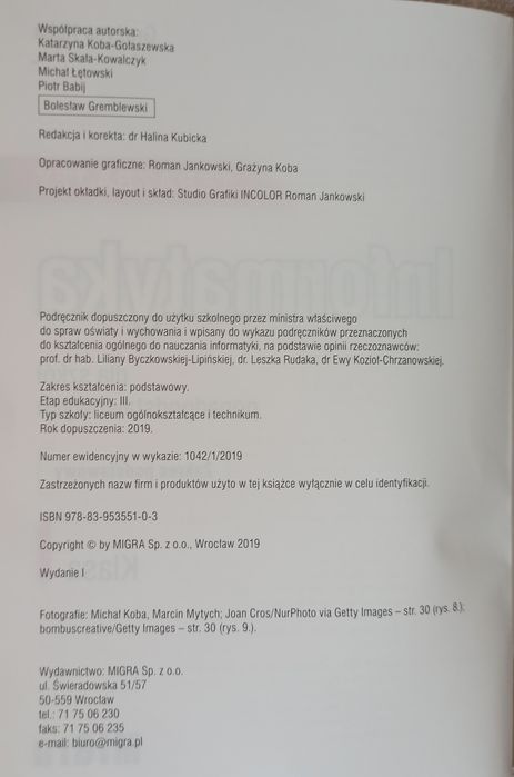 Informatyka 1 MiGra TERAZ BAJTY 1042/1/2019