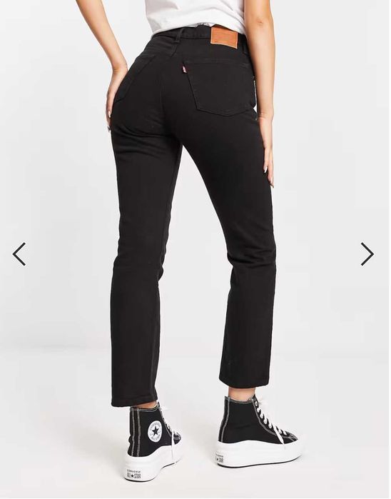 Джинси чорні levi's levis 501 high rise straight leg crop jeans