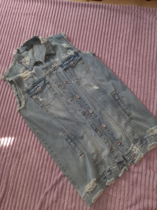 Джинсовий довгий жилет miss bonbon