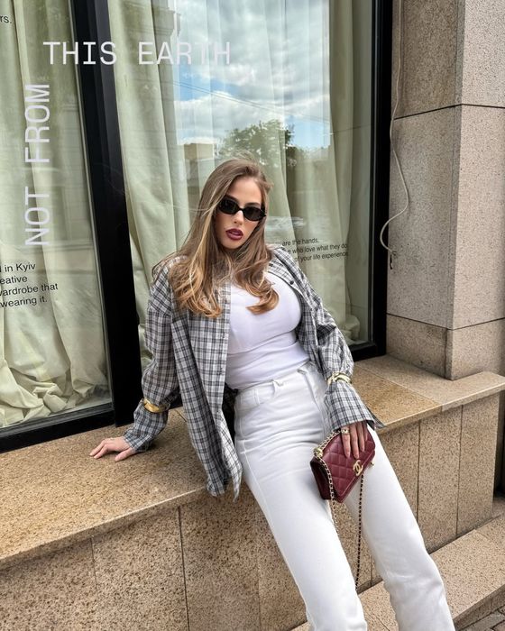 Сорочка в клітинку, сорочка ace est, сорочка alien подовжена