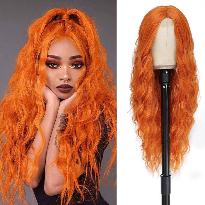 BUPPLER długa peruka cosplay pomarańczowa 71cm syntetyczna