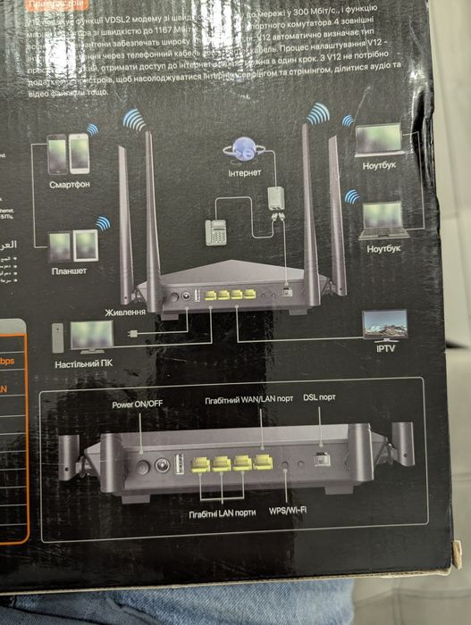 Бездротовий маршрутизатор (Роутер) Tenda V12 (AC1200)