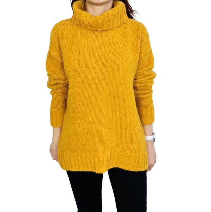 Żółty sweter z golfem oversize L/XL 40/42