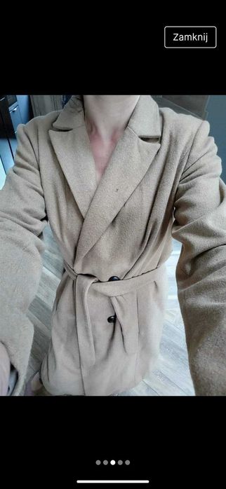 Promod maxi długi płaszcz 70 wełna owcza oversize