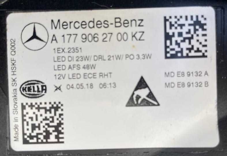 otica frontal ESQ mercedes classe A W177 / V177 . fase 1 - FULL LED