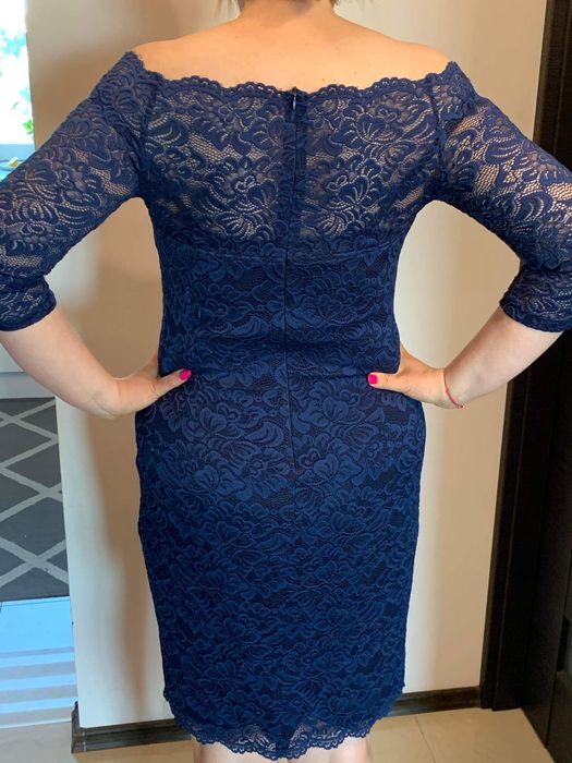 Sukienka ołówkowa koronkowa granatowa roz.42/44