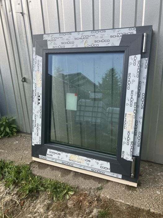 Nowe okno antracyt 70x80 cm 3 szyby profil SCHUCO