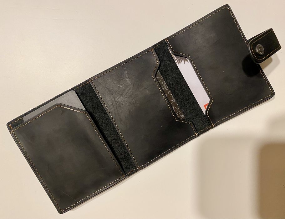 Carteira pele genuína anti-roubo RFID c/ porta moedas