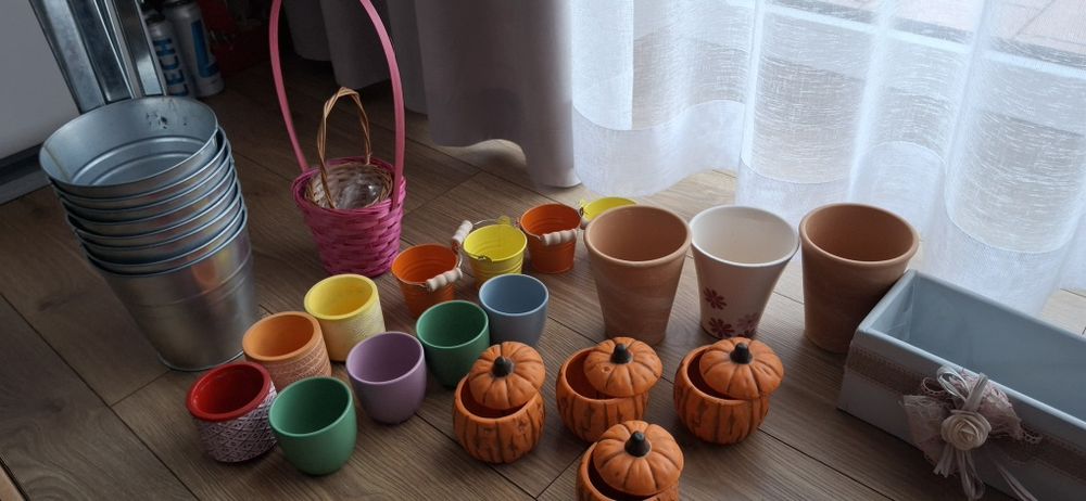 Doniczki ceramiczne  metalowe nowe