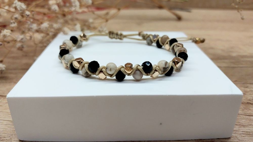 Bransoletka oplatana - onyks,jaspis.