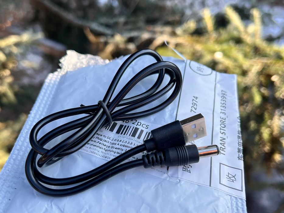 USB-A на штекер 5.5мм x 2.1мм кабель питания зарядный