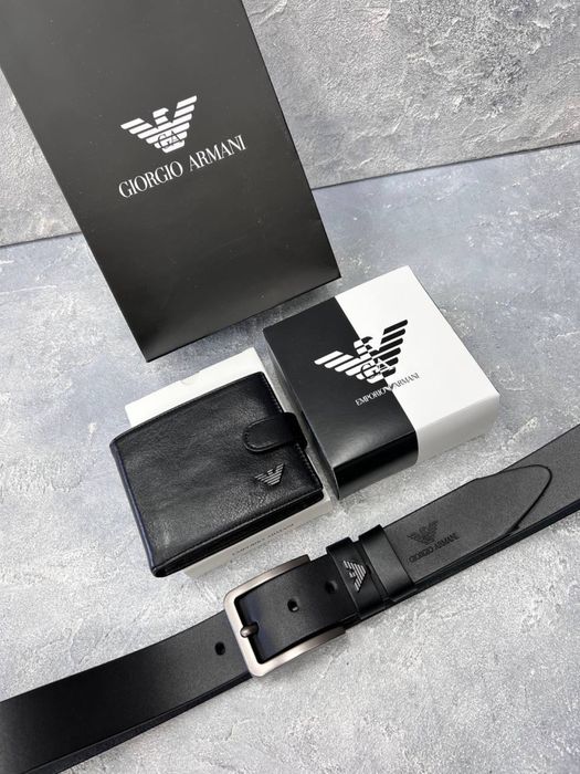 Мужской подарочный набор ремень +портмоне из натуральной кожи