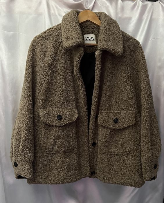 Куртка-бомбер із штучного хутра (плюшу/шерпи) zara