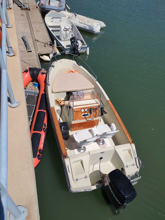 barco desportivo, barco de pesca com Mercury de 100 cv e reboque