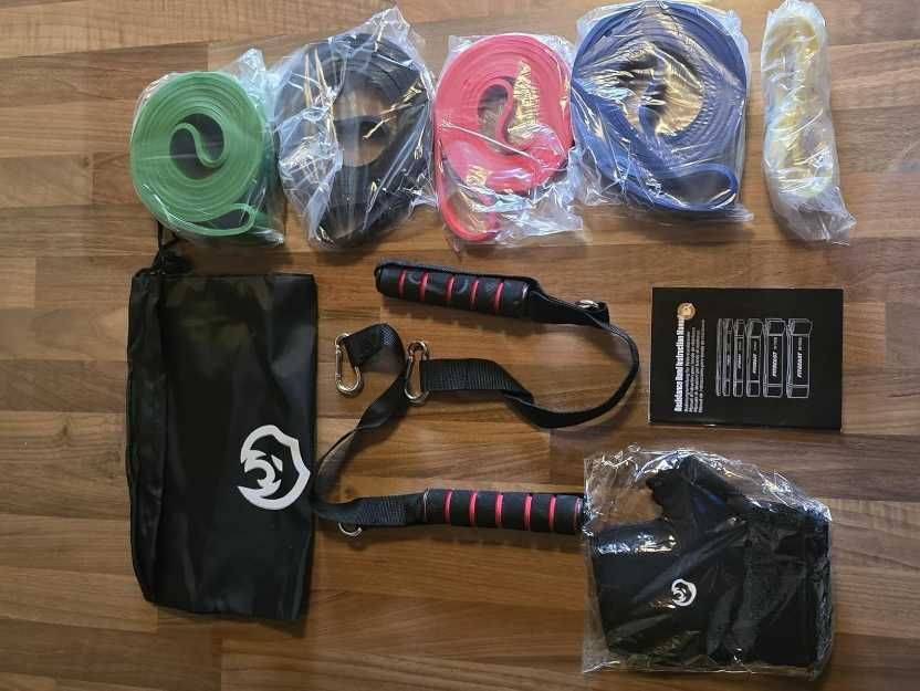 Zestaw Gum Do Ćwiczeń Gumy oporowe 6w1 Uchwyty Torba + GRATIS Rękawice
