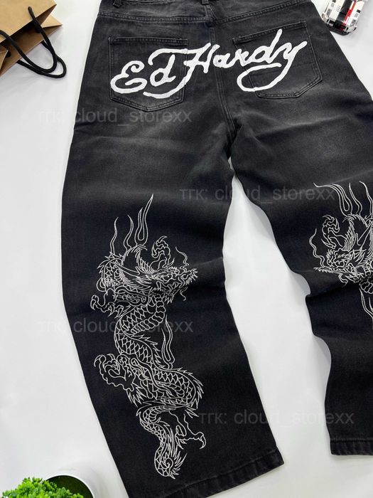 ED HARDY pants JEANS стильні штани rap джинси baggy y2k sk8 ед харді