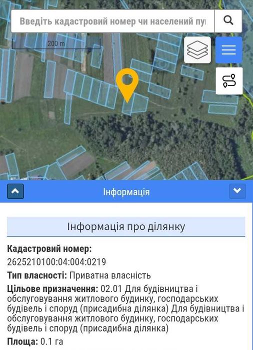 Земельна ділянка для будівництва 0,22 га